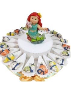 Torta confetti tema mare bimba animaletti marini calamita