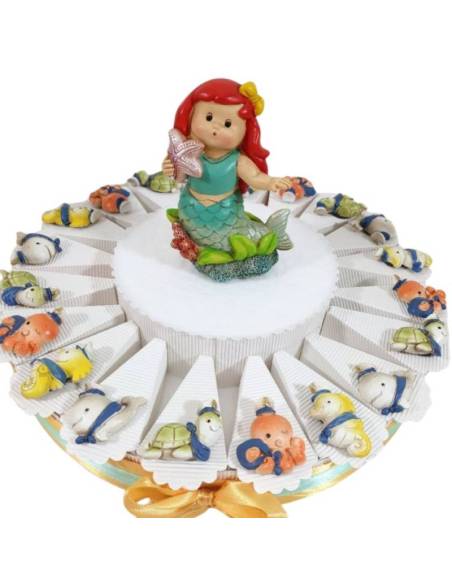 Torta confetti tema mare bimba animaletti marini calamita