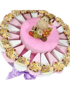 TORTA BOMBONIERA MUCCA coccinella MAGNETE MISSY NASCITA BATTESIMO COMPLEANNO COMUNIONE