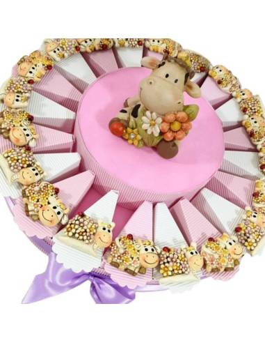 TORTA BOMBONIERA MUCCA coccinella MAGNETE MISSY NASCITA BATTESIMO COMPLEANNO COMUNIONE