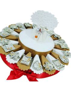 Torta bomboniere cresima magneti argentati con Albero della Vita profumatore