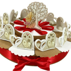 Torta bomboniera Cresima con bomboniere simboli religiosi