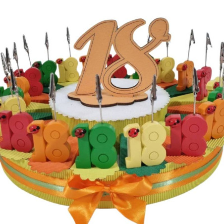 Torta di bomboniere 18 anni memoclip colorati
