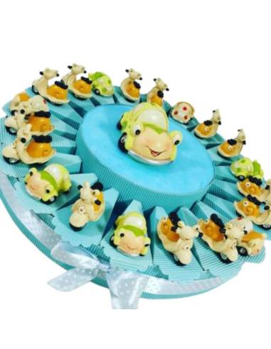 Torta BOMBONIERA con MACCHININE e vespette SMILE NASCITA COMPLEANNO BATTESIMO prima comunione CRESIMA