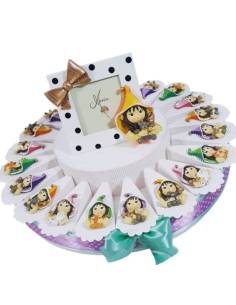 Torta bomboniera bimba streghetta pixie colorate magneti 2