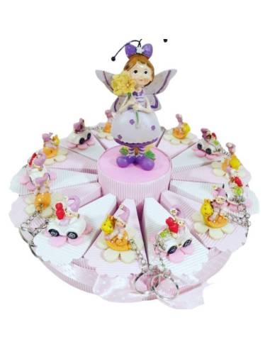 Torta per confetti folletti portachiavi bimba