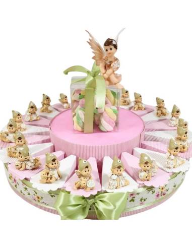 TORTA BOMBONIERE  FATINA con animaletti compleanno battesimo bimba