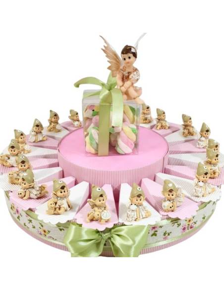 TORTA BOMBONIERE  FATINA con animaletti compleanno battesimo bimba