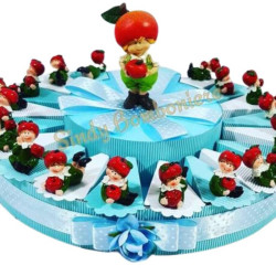 TORTA BOMBONIERE gnomi folletti 20 FETTE spedizione inclusa battesimo nascita