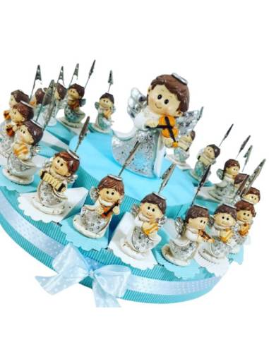Torta bomboniere angeli musicisti argento portafoto stile shabby chic