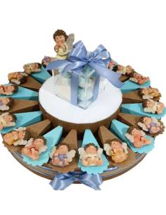 TORTA bomboniera con angeli calamite ideali bomboniere battesimo bimbo/a