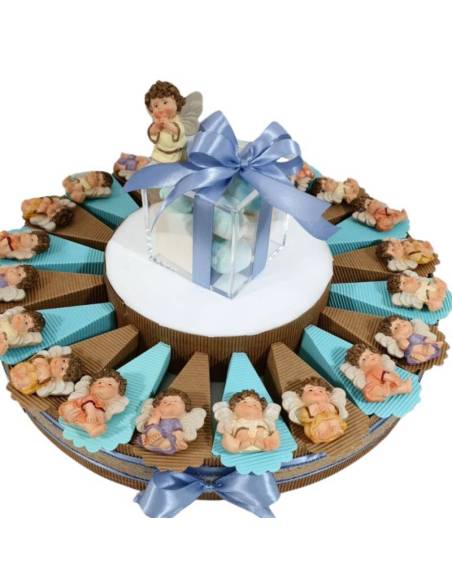TORTA bomboniera con angeli calamite ideali bomboniere battesimo bimbo/a