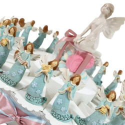 Bomboniere battesimo, comunione angelo Gabriele confezionate su torta confetti inclusi