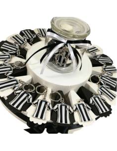 Torta bomboniere juventus portachiavi maglia a righe bianco nere