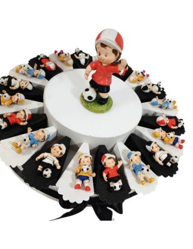 Torta bomboniera calcio magneti colorati ragazzi calciatori