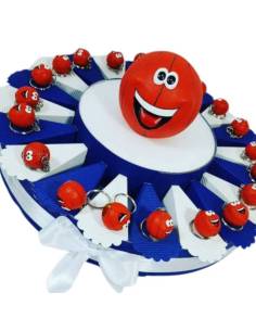 TORTA BOMBONIERA portachiavi pallacanestro basket idee bomboniere cresima comunione compleanno