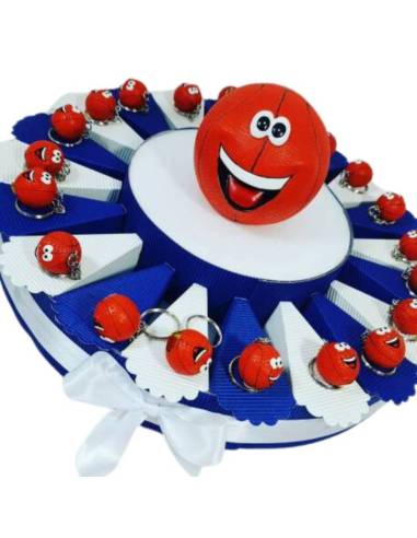 TORTA BOMBONIERA portachiavi pallacanestro basket idee bomboniere cresima comunione compleanno