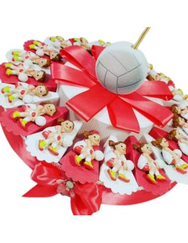 BOMBONIERA BATTESIMO COMPLEANNO torta con profumatore pallone SPORT PALLAVOLO bimba ragazza