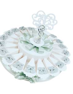 Torta porta bomboniere magneti 25 argentati per anniversario nozze d'argento