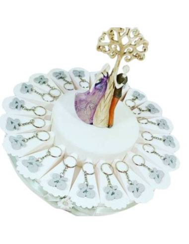 portachiavi bomboniere anniversario matrimonio nozze d'argento centrale incluso