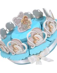 Torta bomboniera bambino cuore maternità ceramica effetto pietra nascita battesimo