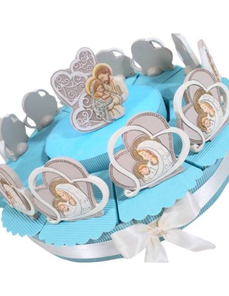 Torta bomboniera bambino cuore maternità ceramica effetto pietra nascita battesimo