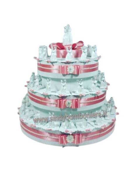 TORTA BOMBONIERE Sposi ARGENTO PROMESSA CONFETTI E BIGLIETTINO