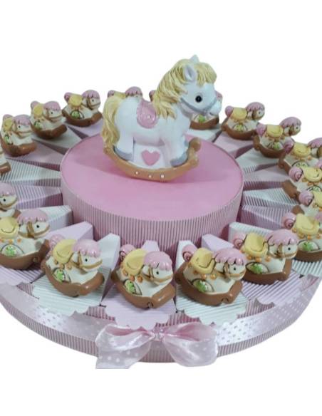 Torta bomboniere Battesimo cavalluccio a dondolo bimba (Ultima torta)