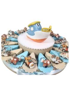 Bomboniere Battesimo bimbo portachaiavi trenino torta portaconfetti 2
