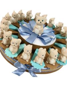 Torta bomboniera Battesimo scoiattoli in ceramica