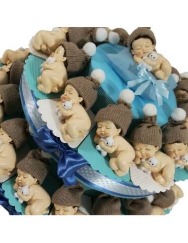 Torta bomboniera bimbo che dorme cappellino di lana