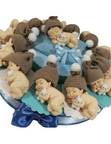 Torta bomboniera bimbo che dorme cappellino di lana| Sindy Bomboniere