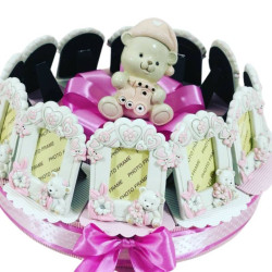 Torta di bomboniere Battesimo bimba orsetto Cuoremio