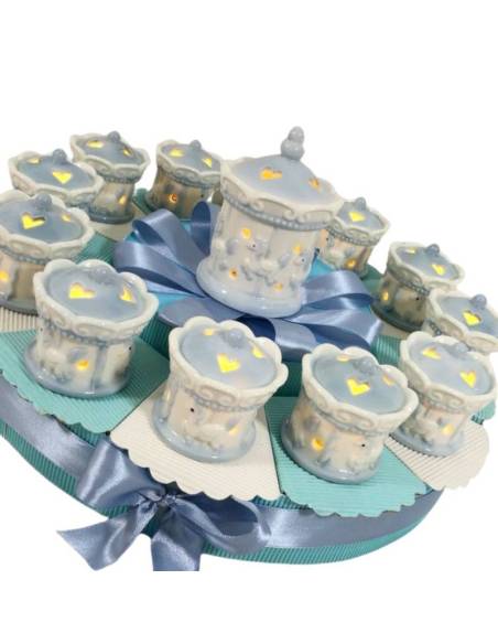 Torta bomboniera Battesimo giostra cavalli led per bimbo