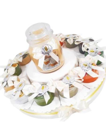 Torta bomboniera Prima Comunione candele Country Candle per bambino o bambina