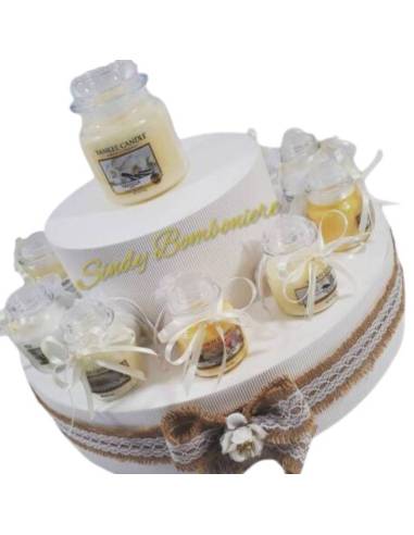 Torta porta bomboniere candele barattoli in vetro Yankee Candle