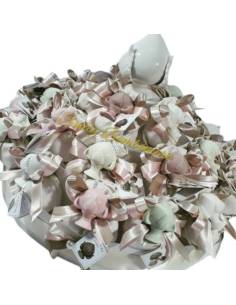 Bomboniera confezionata sacchetti in cotone con pumo in ceramica per cresima e comunione