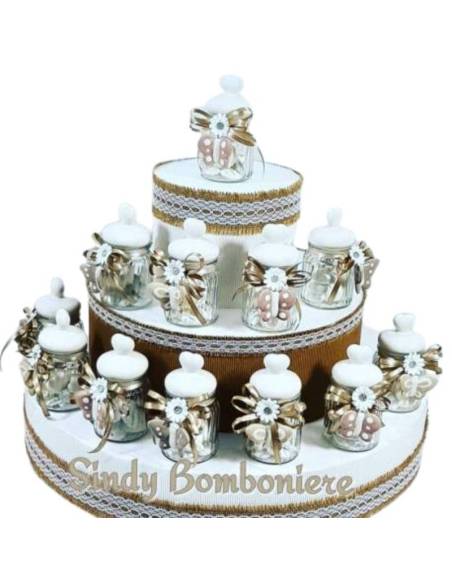 Vasetti con tappo a cuore ceramica bianco e farfalla pendente bomboniere shabby