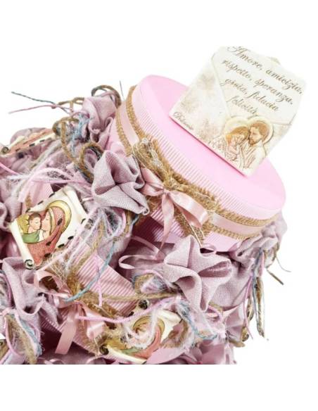 Bomboniere Battesimo bimba sacra famiglia sacchetti per confetti