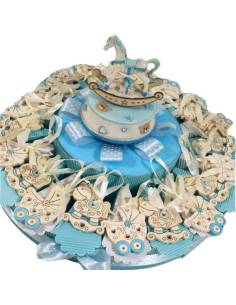 Torta di bomboniera Battesimo bimbo cavalluccio a dondolo