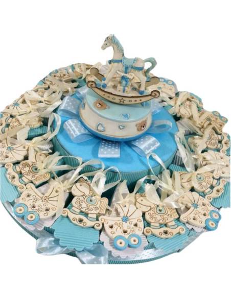 Torta di bomboniera Battesimo bimbo cavalluccio a dondolo