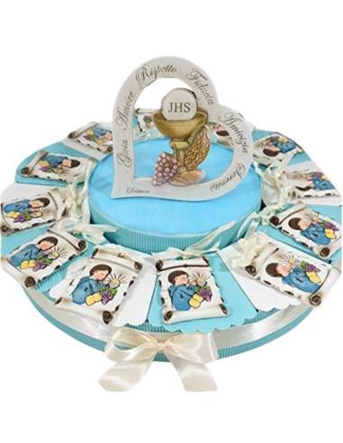 Torta bomboniere comunione maschio pendente bimbo in preghiera