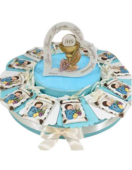 Torta bomboniere comunione maschio pendente bimbo in preghiera