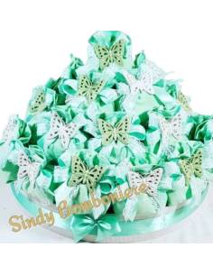 TORTA BOMBONIERA sacchettini FARFALLA ceramica Grottaglie verde eventi nascita comunione