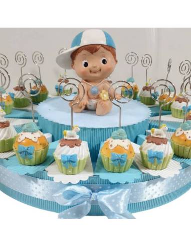 Torta bomboniere Battesimo bimbo portafoto cupcake