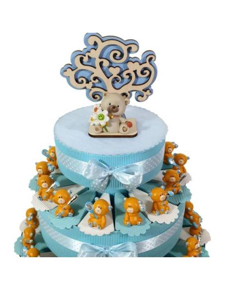 Torta bomboniere battesimo maschio animaletti sport orsetti