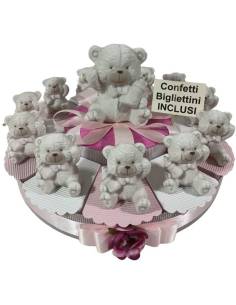 Torta bomboniere Battesimo Bimba Orsetti in Porcellana offerta