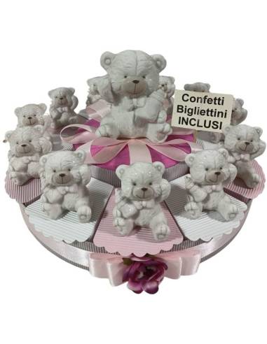Torta bomboniere Battesimo Bimba Orsetti in Porcellana offerta