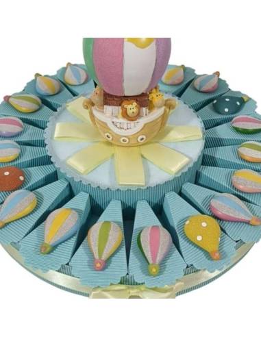 Torta bomboniere battesimo compleanno maschio calamite mongolfiere colorate