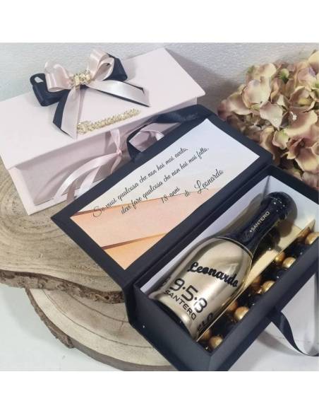 Santero mini spumante bomboniera scatola degustazione confetti